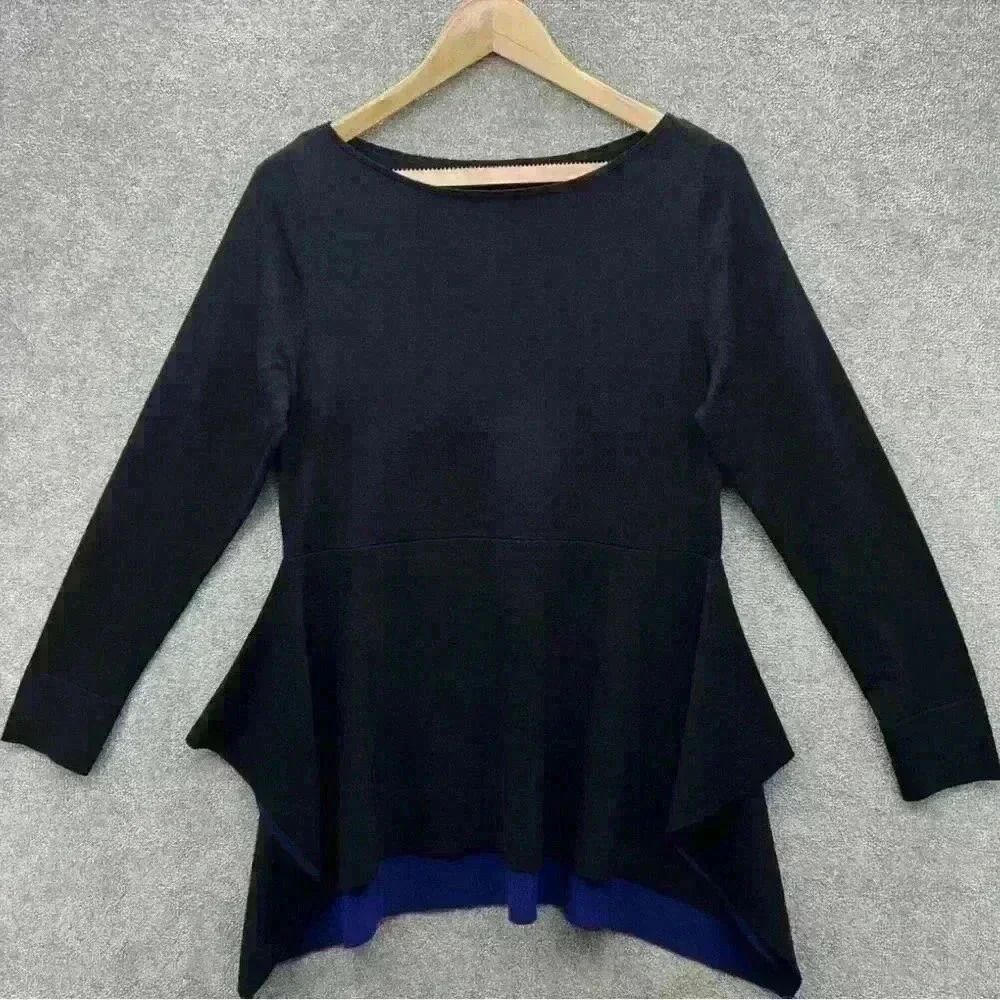 COS Blue Wool Fine Knit Two Tone Flared Sweater NWT